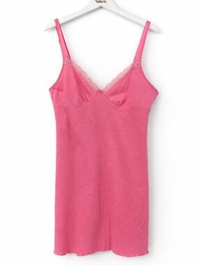 Delicates Pink Cotton Nightgown Dress Sleep Mini Dress Lingerie Lace Size Medium